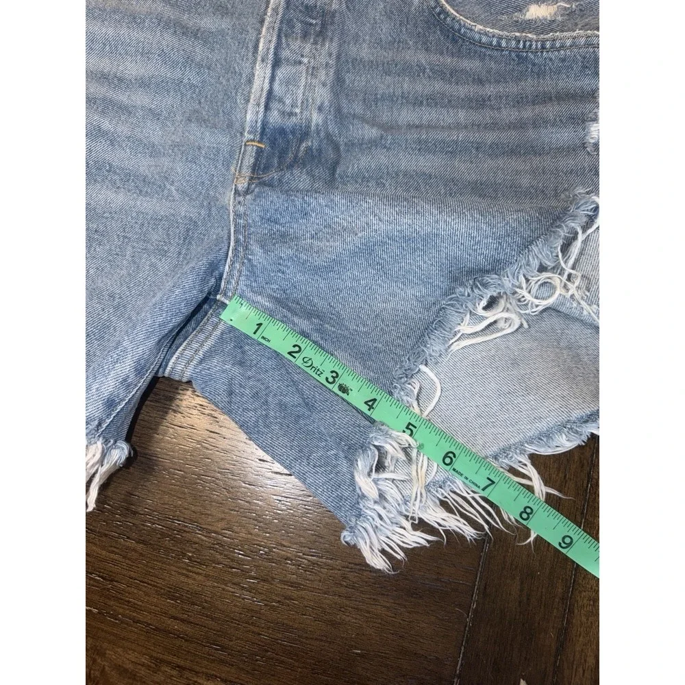 Agolde Women's 31 Parker Long Cotton Denim Shorts Cut Offs Anthropologie Light